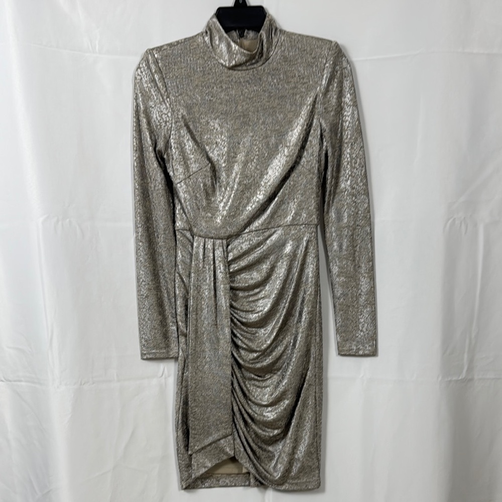 Vince Camuto Silver mock neck knit metallic dress